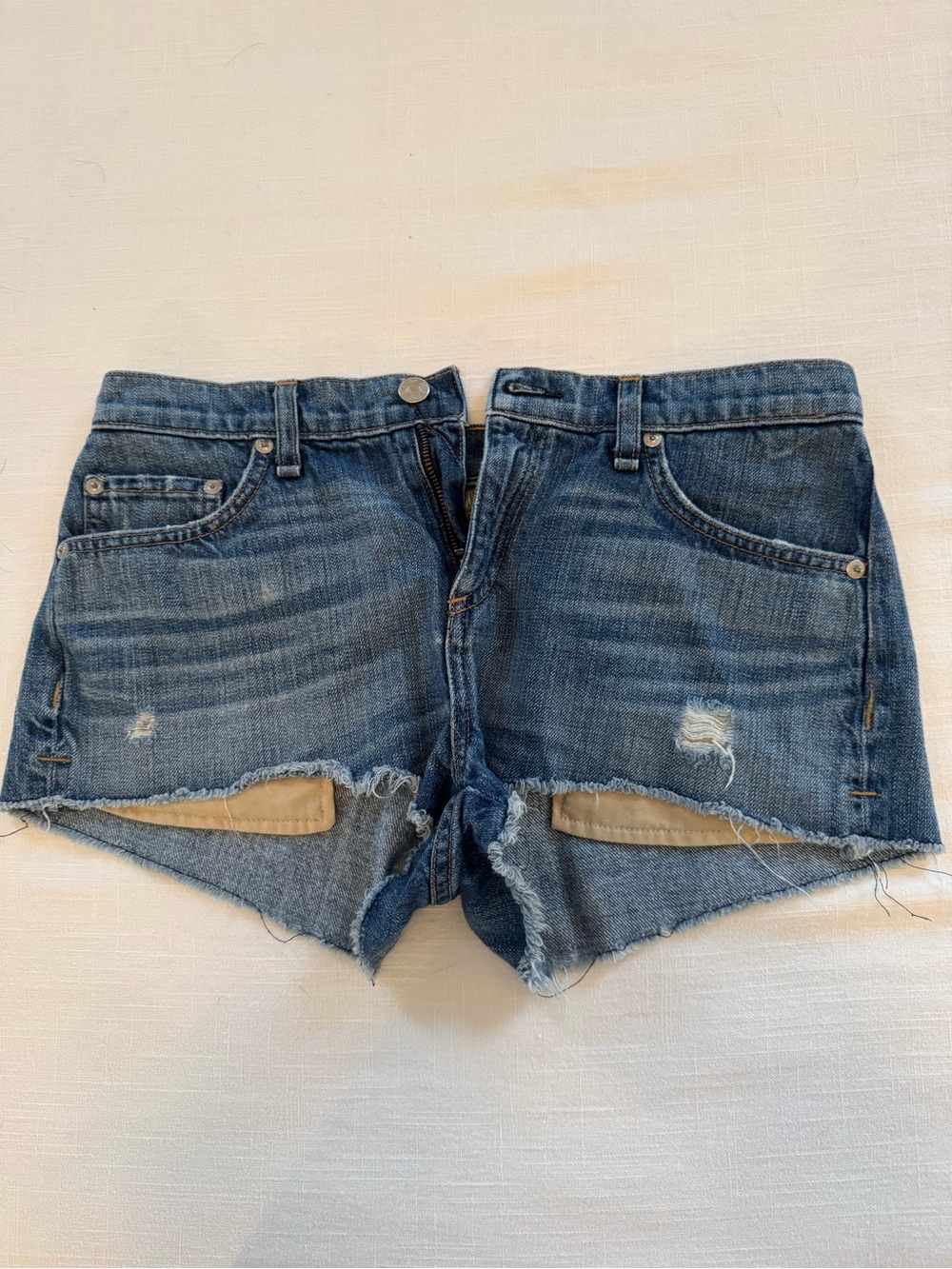 rag & bone Distressed Mid-Blue Cutoff Denim Shorts Size 28